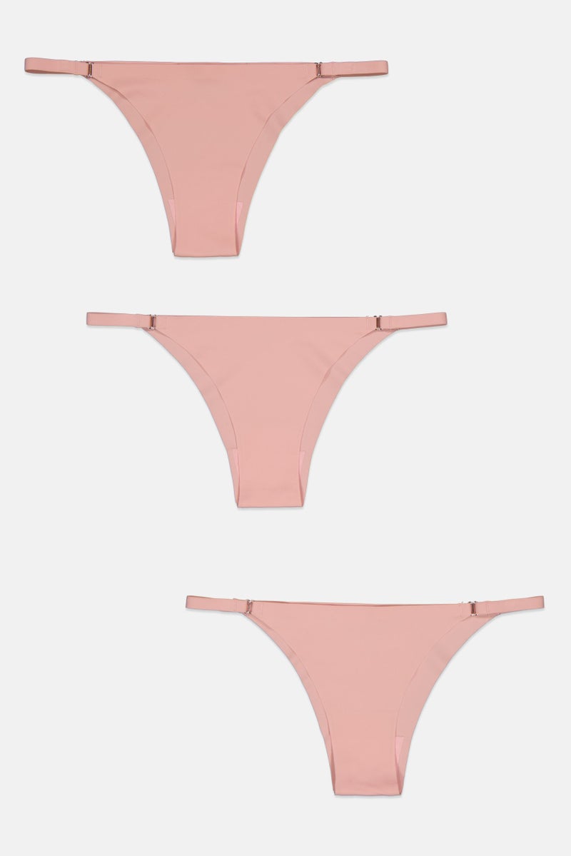 bebe Women 3 Pack Plain Pantie, Pink - Image 1