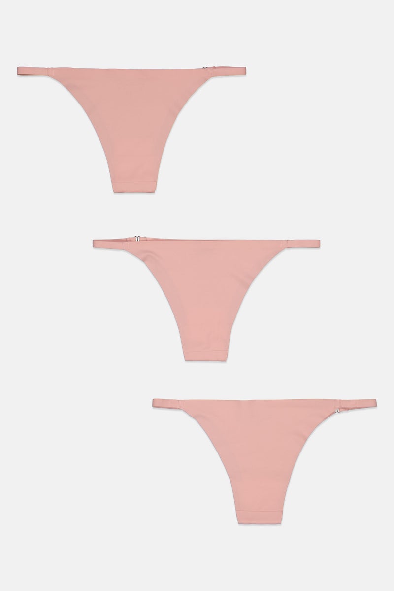 bebe Women 3 Pack Plain Pantie, Pink - Image 2