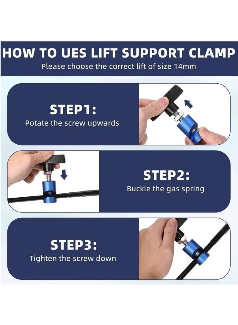 OMEVE Car Hood Prop Struts Clamp, Hood Lift Clamp, Lift Support Clamp, 0.55 Inch Hood Lift Support Clip, for Car Rod Retaining Holder Tool, Portable Aluminum Alloy Anti (2 PCS) - Image 2