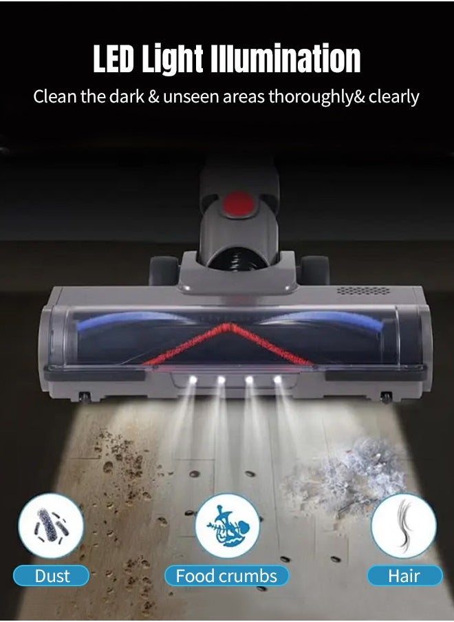 Generic Vacuum Cleaner Accessories for Vacuum Cleaner, Hardwood Floor Attachment with LED Headlight, V Shape Turbine Bristle Roller Brush Cleaning Head Replacement  - Image 2