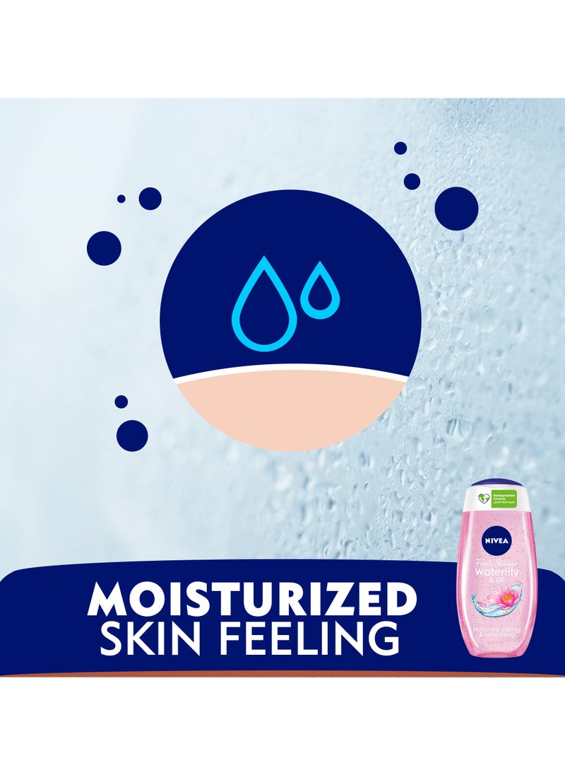Nivea Shower Gel Body Wash Waterlily And  Oil With Caring Oil Pearls And Waterlily Scent Pack of 3  - Image 5