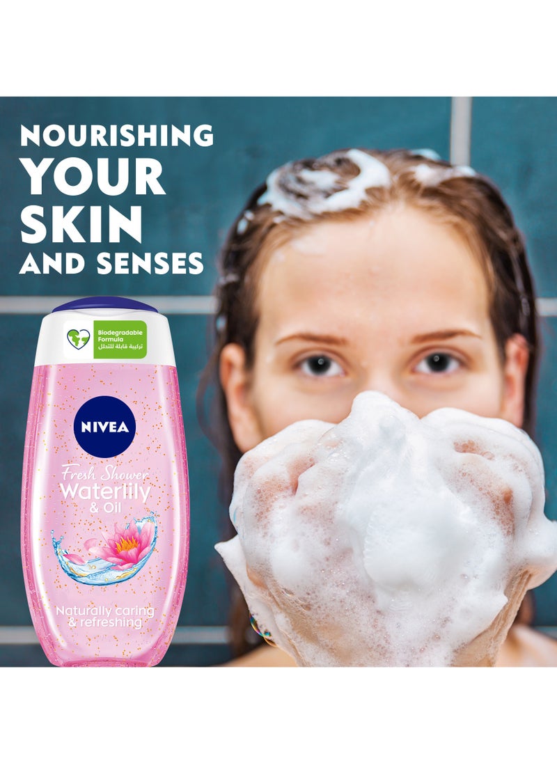 Nivea Shower Gel Body Wash Waterlily And  Oil With Caring Oil Pearls And Waterlily Scent Pack of 3  - Image 2