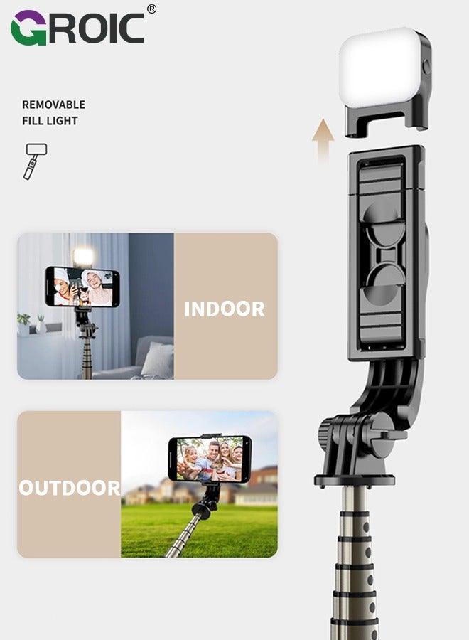 GROIC Selfie Stick Tripod, Aluminum Alloy for Cellphone Black Single Bracket Portable Automatic Rotation with Remote Control Taking Family Photos - Image 3