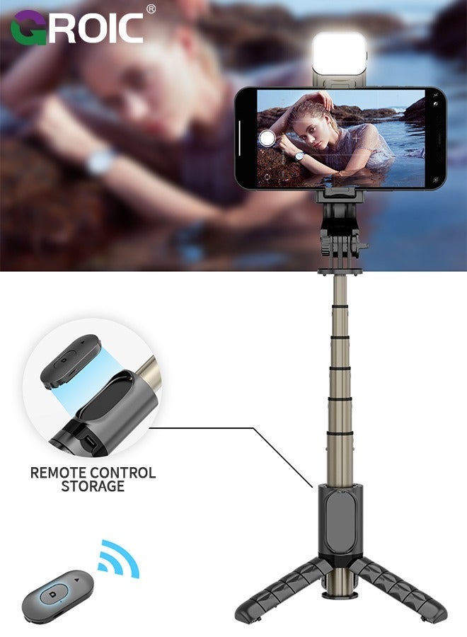GROIC Selfie Stick Tripod, Aluminum Alloy for Cellphone Black Single Bracket Portable Automatic Rotation with Remote Control Taking Family Photos - Image 4