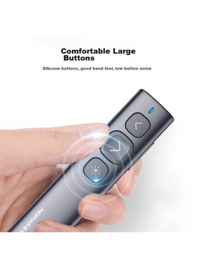 Norwii N95 Ble Bluetooth Page-turning Pen, Rechargeable Ppt Laser Pointer For Teachers' Projection Remote Control Pen, Multimedia Wireless Presenter, Electronic Teaching Pointer - Image 4