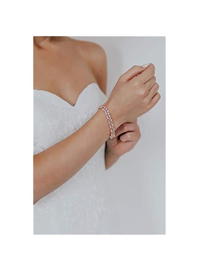 Wedding Bridal Bracelet for Brides, Cubic Zirconia Classic Tennis Bracelet for Women Jewelry Gift - Image 3