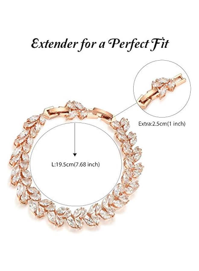 Wedding Bridal Bracelet for Brides, Cubic Zirconia Classic Tennis Bracelet for Women Jewelry Gift - Image 4