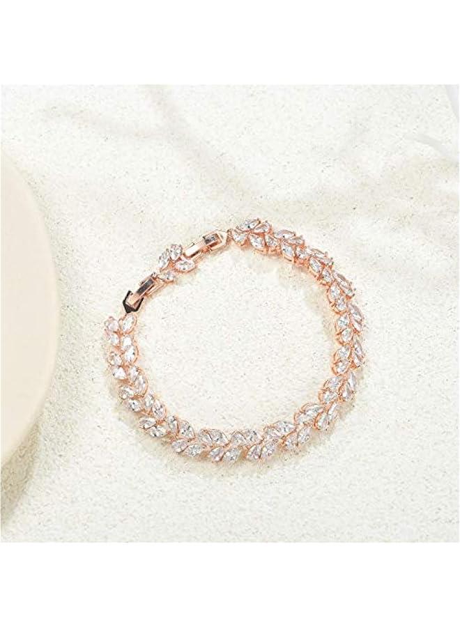 Wedding Bridal Bracelet for Brides, Cubic Zirconia Classic Tennis Bracelet for Women Jewelry Gift - Image 5