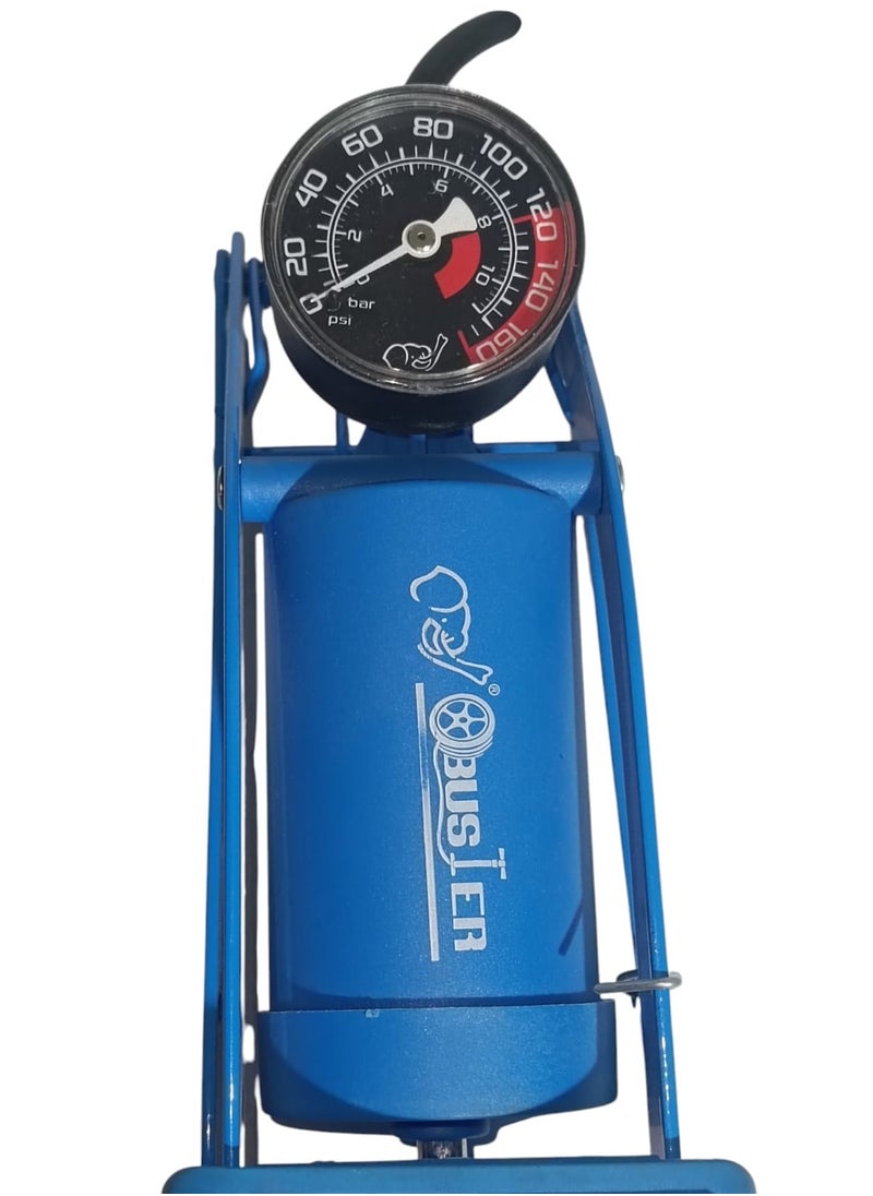 Buster - 100PSI 7bar Multi-Purpose Single Foot Pump - Blue - Image 1