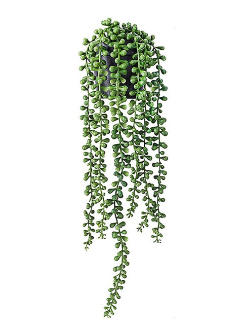 47cm Potted Artificial Hanging Lover's Tear Plant Light Green Sprayed White (with Realistic Fake Leaves) for Home and Office Indoor and Outdoor Gardens Bookshelf