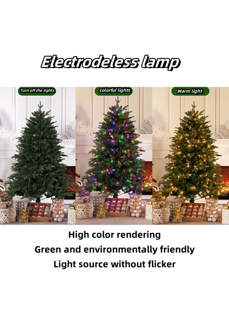 GGEROU شجرة عيد الميلاد الاصطناعية بطول 5 أقدام مع جهاز تحكم عن بعد، 250 ضوء LED دافئ أبيض وألوان متعددة متغيرة، شجرة صنوبر مزيفة مع أرجل معدنية، 550 طرف فرع، أخضر - Image 2