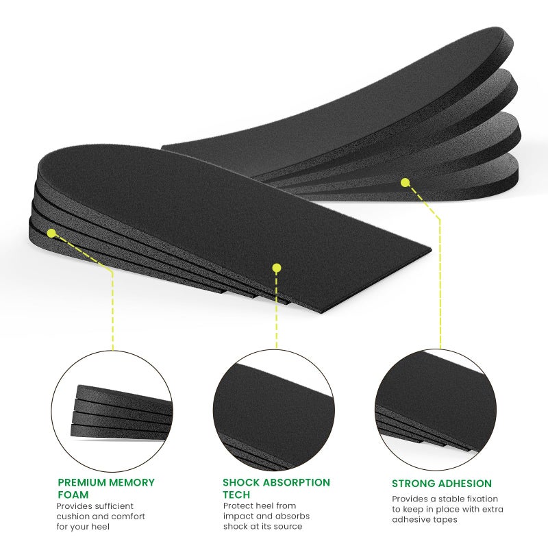 Bukihome Adjustable Heel Lift Inserts for Shoes - Bukihome Orthopedic Shoe Lift for Uneven Legs 4 Layers Height Increase Insole for Heel Pain,Heel Spur,Achilles Tendonitis,Black,Medium(Women 9-11.5/Men 7-9.5) - Image 3