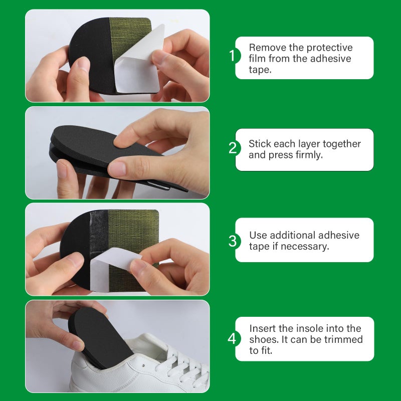 Bukihome Adjustable Heel Lift Inserts for Shoes - Bukihome Orthopedic Shoe Lift for Uneven Legs 4 Layers Height Increase Insole for Heel Pain,Heel Spur,Achilles Tendonitis,Black,Medium(Women 9-11.5/Men 7-9.5) - Image 5