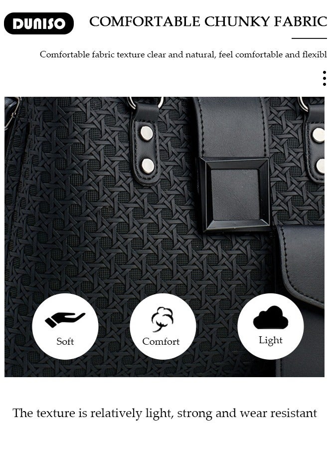 DUNISO 3-in-1 Ladier PU Tote Bag Sets,Fashion Large-Capacity Multiple Compartments Women Satchel Bag with Adjustable shoulder strap,Multipurpose Medium Simple Versatile Handbag,Portable Small Coin Purse,Ideal Teacher Bag,Everyday Tote ,Travel and Shopping - Image 3