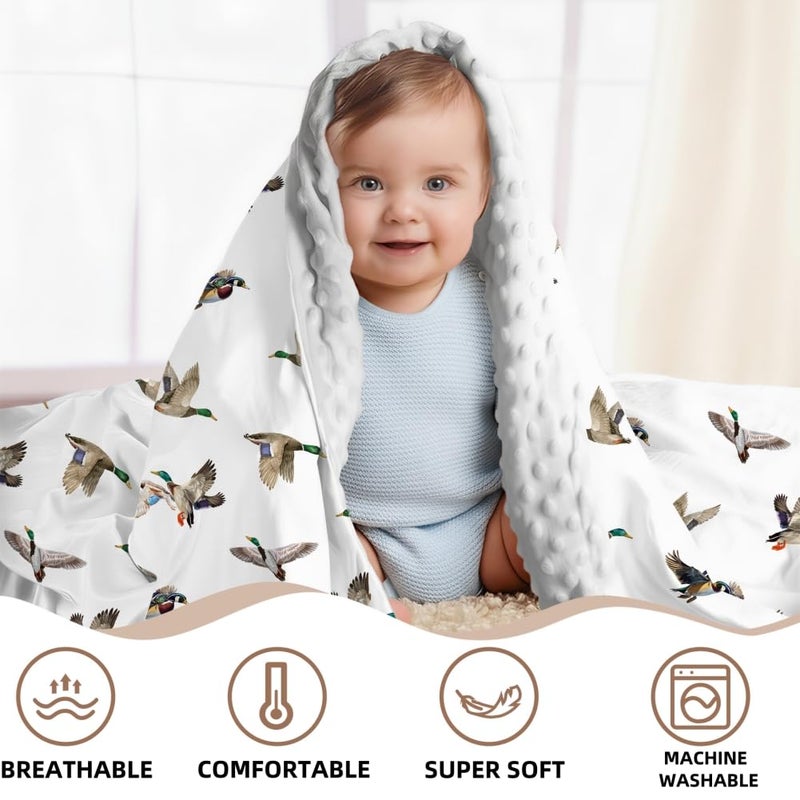 FIGEPO 2 Pack Mallard Duck Baby Blanket (30"X40") for Baby Boys or Girls Soft Breathable Gender Neutral Double Layer Blankets with Dotted Backing and Ducks Printed (Duck 2) - Image 3