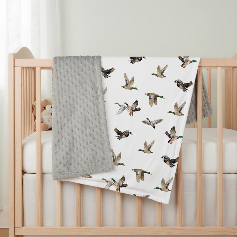FIGEPO 2 Pack Mallard Duck Baby Blanket (30"X40") for Baby Boys or Girls Soft Breathable Gender Neutral Double Layer Blankets with Dotted Backing and Ducks Printed (Duck 2) - Image 5
