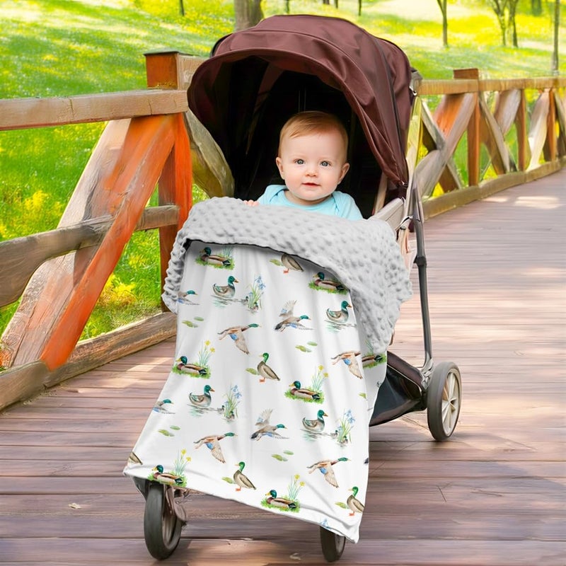 FIGEPO 2 Pack Mallard Duck Baby Blanket (30"X40") for Baby Boys or Girls Soft Breathable Gender Neutral Double Layer Blankets with Dotted Backing and Ducks Printed (Duck 2) - Image 4