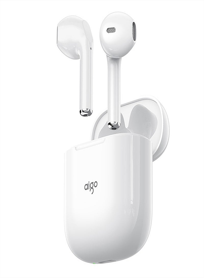 aigo T18 True Wireless BT Headphones Semi-in-ear Sports Earbuds BT5.1 Chip 13mm Moving Coil Unit Intelligent Touch Control White - Image 1
