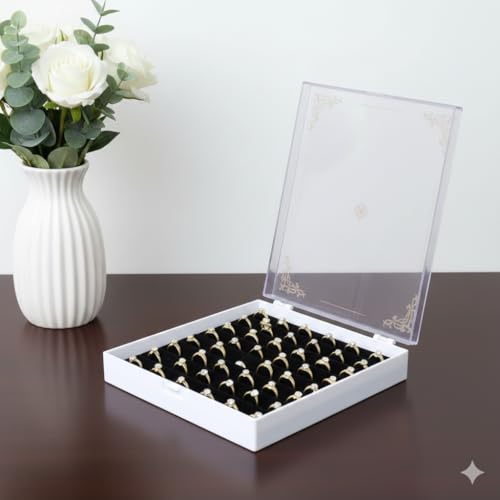 DOOR STEP SHOPPING 48 Ring Arcylic Jewellery Velvet Storage Box (Black) (7 * 8 Inch Box) - Image 3