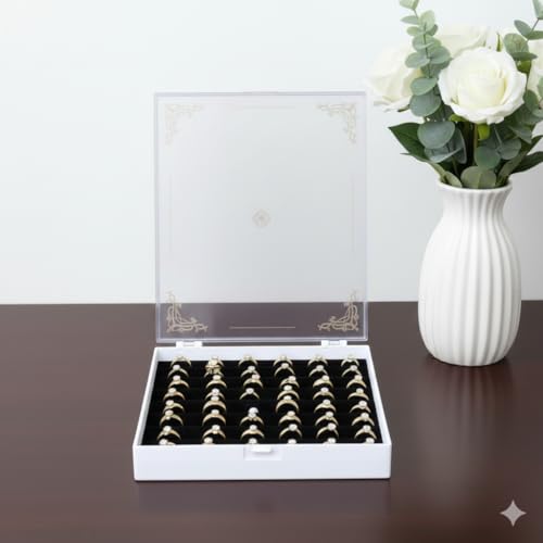 DOOR STEP SHOPPING 48 Ring Arcylic Jewellery Velvet Storage Box (Black) (7 * 8 Inch Box) - Image 2