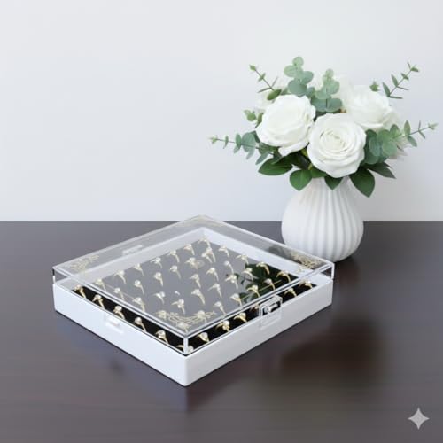 DOOR STEP SHOPPING 48 Ring Arcylic Jewellery Velvet Storage Box (Black) (7 * 8 Inch Box) - Image 4