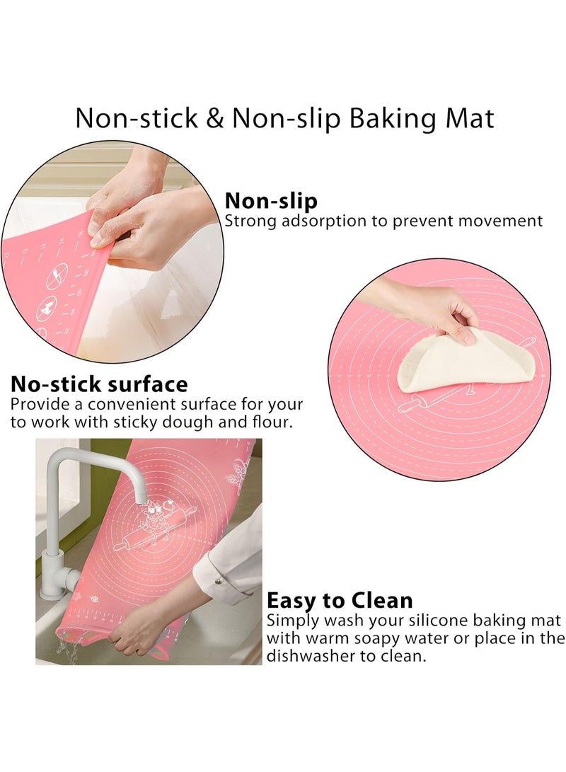 هابي هوم حصيرة معجنات سيليكون كبيرة غير لاصقة قابلة لإعادة الاستخدام بمقياس 43 × 35 وأبعاد إجمالية 50 × 40 سم - حصيرة سيليكون آمنة للاستخدام في الطعام للعجين والمعجنات والبيتزا غير قابلة للانزلاق مع قياسات دقيقة لركوب العجين وحماية السطح مقاومة للحرارة حصيرة سيليكون سميكة صالحة للاستخدام في الطعام للبيتزا والمخبوزات والفطائر يمكن استخدامها كبطانة للفرن أو حصيرة لف العجين (وردي) - Image 3
