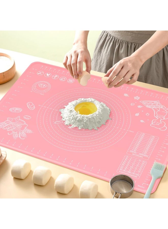 هابي هوم حصيرة معجنات سيليكون كبيرة غير لاصقة قابلة لإعادة الاستخدام بمقياس 43 × 35 وأبعاد إجمالية 50 × 40 سم - حصيرة سيليكون آمنة للاستخدام في الطعام للعجين والمعجنات والبيتزا غير قابلة للانزلاق مع قياسات دقيقة لركوب العجين وحماية السطح مقاومة للحرارة حصيرة سيليكون سميكة صالحة للاستخدام في الطعام للبيتزا والمخبوزات والفطائر يمكن استخدامها كبطانة للفرن أو حصيرة لف العجين (وردي) - Image 1