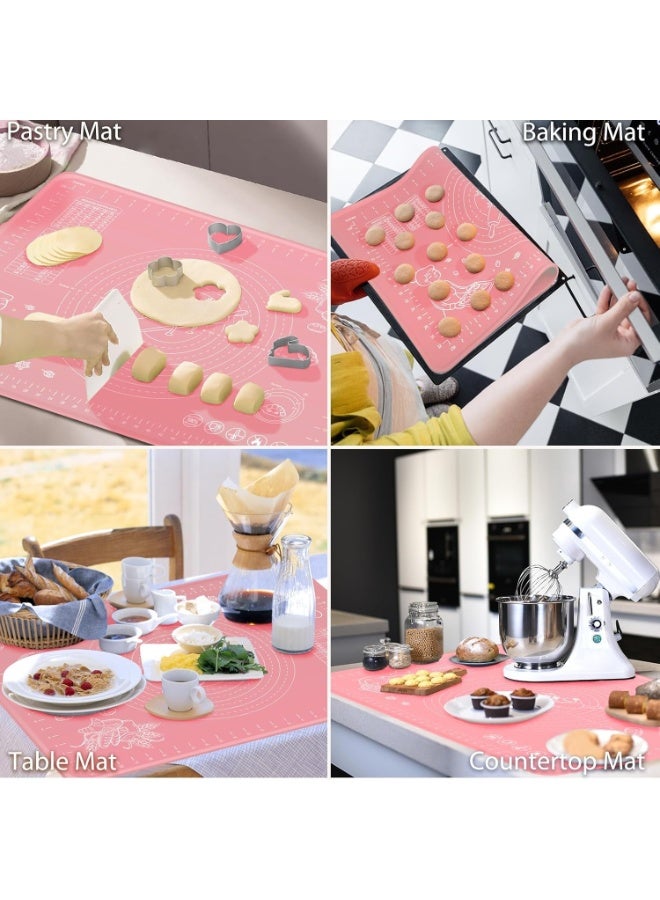 هابي هوم حصيرة معجنات سيليكون كبيرة غير لاصقة قابلة لإعادة الاستخدام بمقياس 43 × 35 وأبعاد إجمالية 50 × 40 سم - حصيرة سيليكون آمنة للاستخدام في الطعام للعجين والمعجنات والبيتزا غير قابلة للانزلاق مع قياسات دقيقة لركوب العجين وحماية السطح مقاومة للحرارة حصيرة سيليكون سميكة صالحة للاستخدام في الطعام للبيتزا والمخبوزات والفطائر يمكن استخدامها كبطانة للفرن أو حصيرة لف العجين (وردي) - Image 4