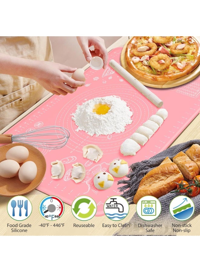 هابي هوم حصيرة معجنات سيليكون كبيرة غير لاصقة قابلة لإعادة الاستخدام بمقياس 43 × 35 وأبعاد إجمالية 50 × 40 سم - حصيرة سيليكون آمنة للاستخدام في الطعام للعجين والمعجنات والبيتزا غير قابلة للانزلاق مع قياسات دقيقة لركوب العجين وحماية السطح مقاومة للحرارة حصيرة سيليكون سميكة صالحة للاستخدام في الطعام للبيتزا والمخبوزات والفطائر يمكن استخدامها كبطانة للفرن أو حصيرة لف العجين (وردي) - Image 2