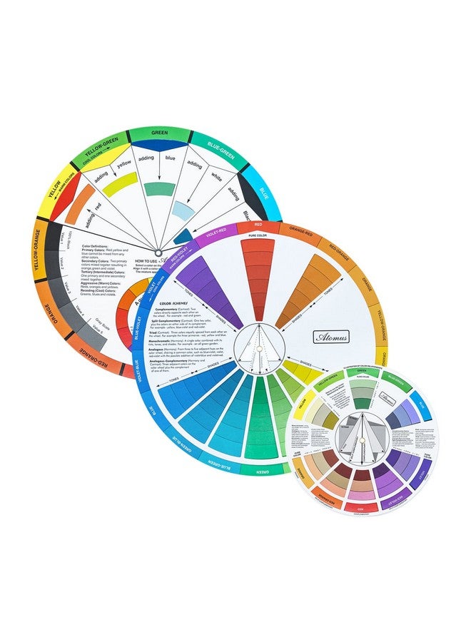 Mcbazel 3 Pieces Color Mixing Guides Wheel, Paint Mixing Learning Guide Art Class Teaching Tool For Makeup Blending Board Chart Mix Colours (3 Sizes) - Image 2