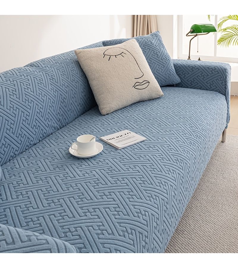 Orange 4 Seater Elastic Solid Sofa Cover Slip Resistant Machine Washable Pet Friendly Modern Decor For Office Living Room - Image 4