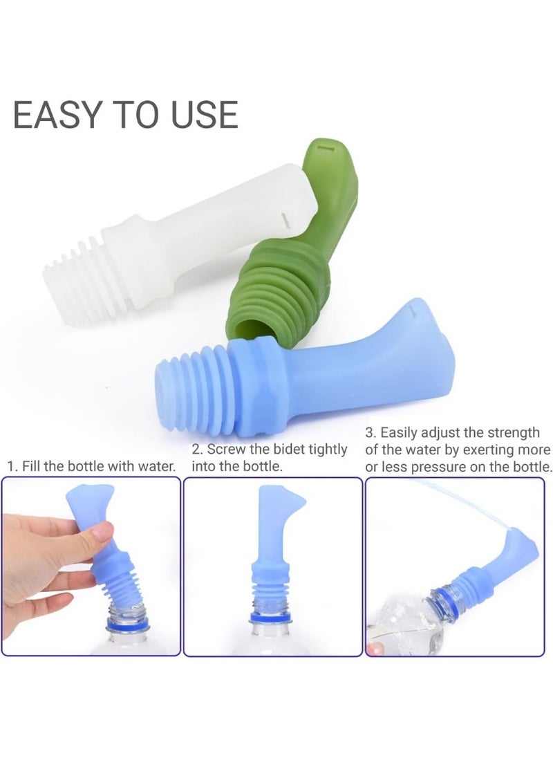 Meetion Comfort Pocket Shattaf for Travel & Camping, Travel Shattaf Compatible with Any Bottle, Portable Bidet Sprayer For Toilet, Travel Bidet, Shatafa (3 pcs, Multi -colour (Green, Blue, White)  - Image 4