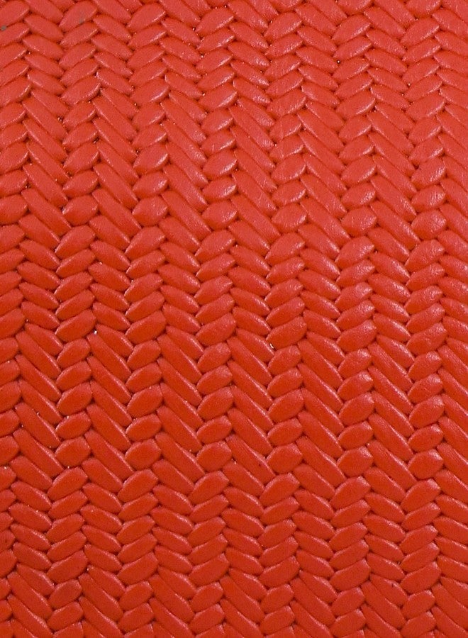 Anna by Anuschka Heritage Collection Women's Genuine Leather Small Multi-Compartment Zip-Around Organiser - Herringbone Embossed Red - Image 2
