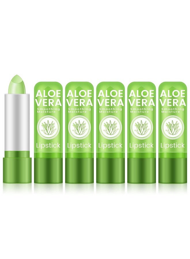 Ownest 5 Packs Aloe Vera Lipstick, Long Lasting Nutritious Soothing Lip Balm, Lips Moisturizing Magic Temperature Color Change Lipstick, Lip Care - Image 1