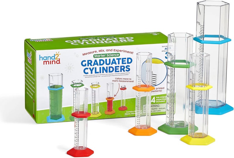 hand2mind Learning Resources Measuring Cylinder Set - Educational Toy for Young Scientists, Science Lab Equipment, Science Building Kits, Chemistry Experiment Box, 3+, Medium - Image 1