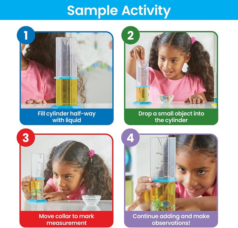 hand2mind Learning Resources Measuring Cylinder Set - Educational Toy for Young Scientists, Science Lab Equipment, Science Building Kits, Chemistry Experiment Box, 3+, Medium - Image 3
