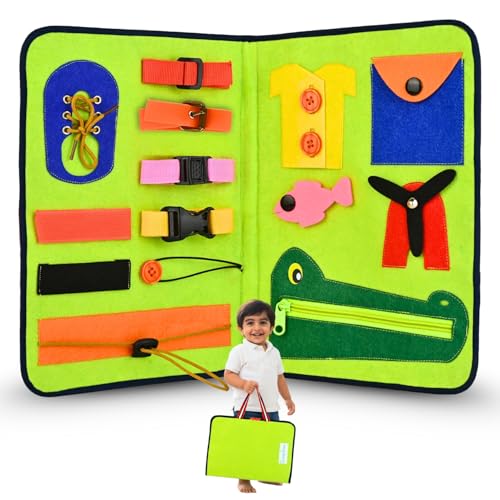 Seraphina New Life Skills Busy Board | Activity Binder Interactive Sensory Educational Toy for Toddlers |Fine Motor Skills | Zipper Buckle Button Lace | Felt Book | Gift for 1+ Boy & Girl - Image 1