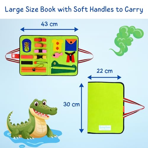 Seraphina New Life Skills Busy Board | Activity Binder Interactive Sensory Educational Toy for Toddlers |Fine Motor Skills | Zipper Buckle Button Lace | Felt Book | Gift for 1+ Boy & Girl - Image 5