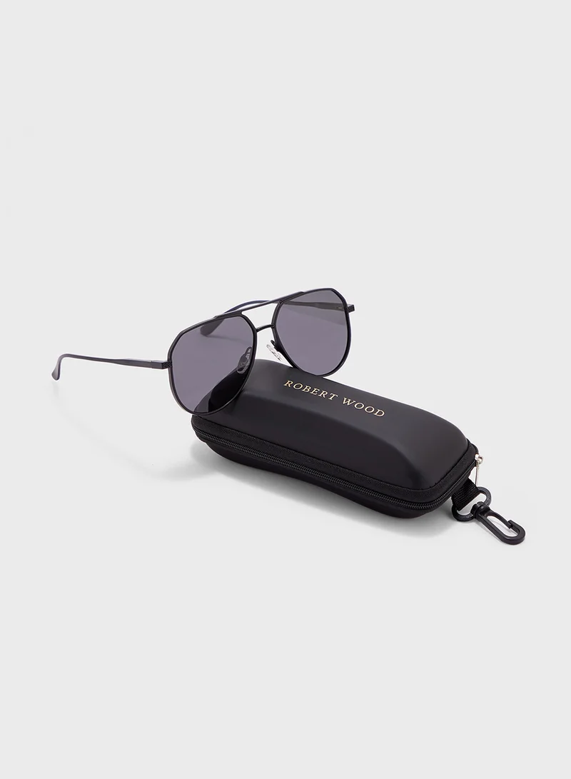 روبرت وود Polarized Lens Aviator Sunglasses