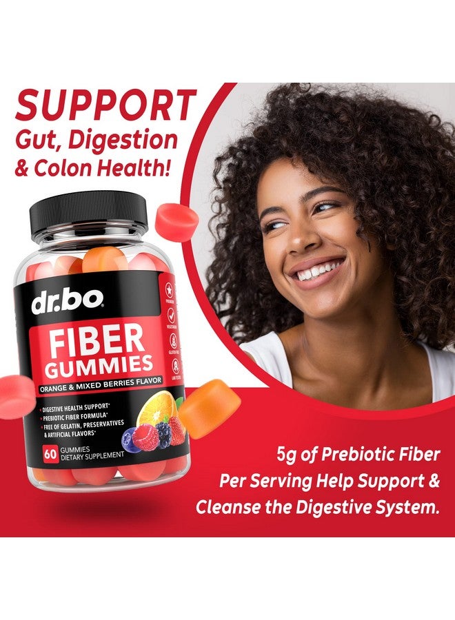 dr.bo Fiber Gummies for Adults & Kids - Tasty Gummy Prebiotic Fiber Supplement, Max Digestive Gut Health Supplements for Women & Men - Daily Cleanse High Chicory Root Inulin Prebiotics - 60 Chewable Gummies - Image 3