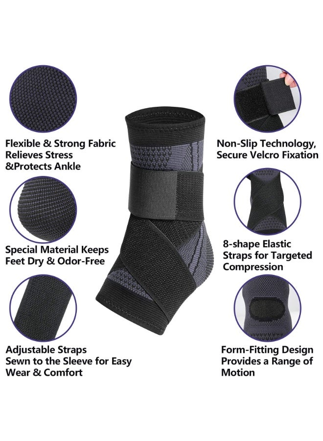 FDTY 2Pcs  Ankle Braces, Adjustable Compression Ankle Support Men & Women, for Achilles Tendon Support & Plantar Fasciitis, Stabilize Ankle Brace-Eases Ankle Joint uncomfortable & Sprained Ankle - Image 2