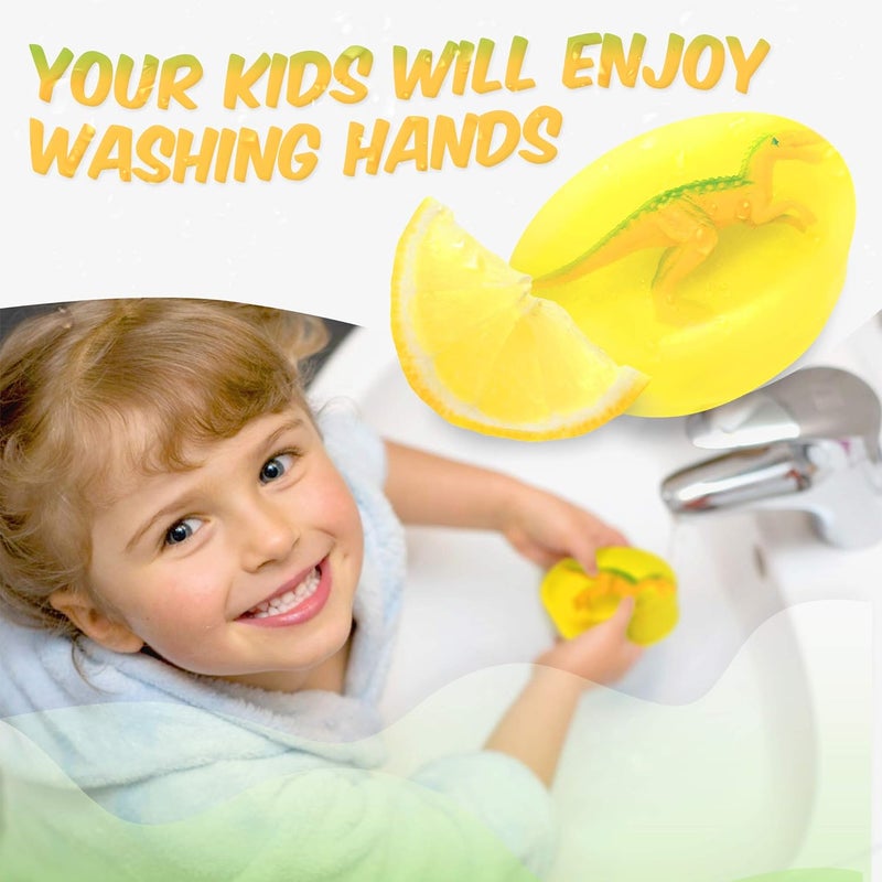 Relaxcation 1 Soap Bar For Kids with DINO Toy Inside Natural Fresh LEMON Kids Soap Clear Glycerin Safe For Skin For Hand Face and Body Wash Handmade in USA Glycerin Clear - Image 4