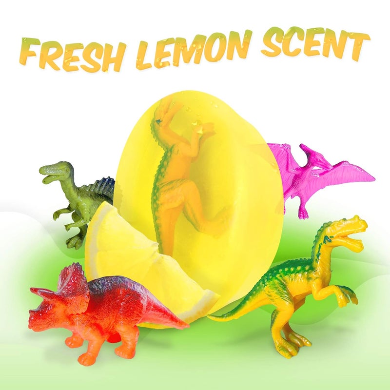 Relaxcation 1 Soap Bar For Kids with DINO Toy Inside Natural Fresh LEMON Kids Soap Clear Glycerin Safe For Skin For Hand Face and Body Wash Handmade in USA Glycerin Clear - Image 3