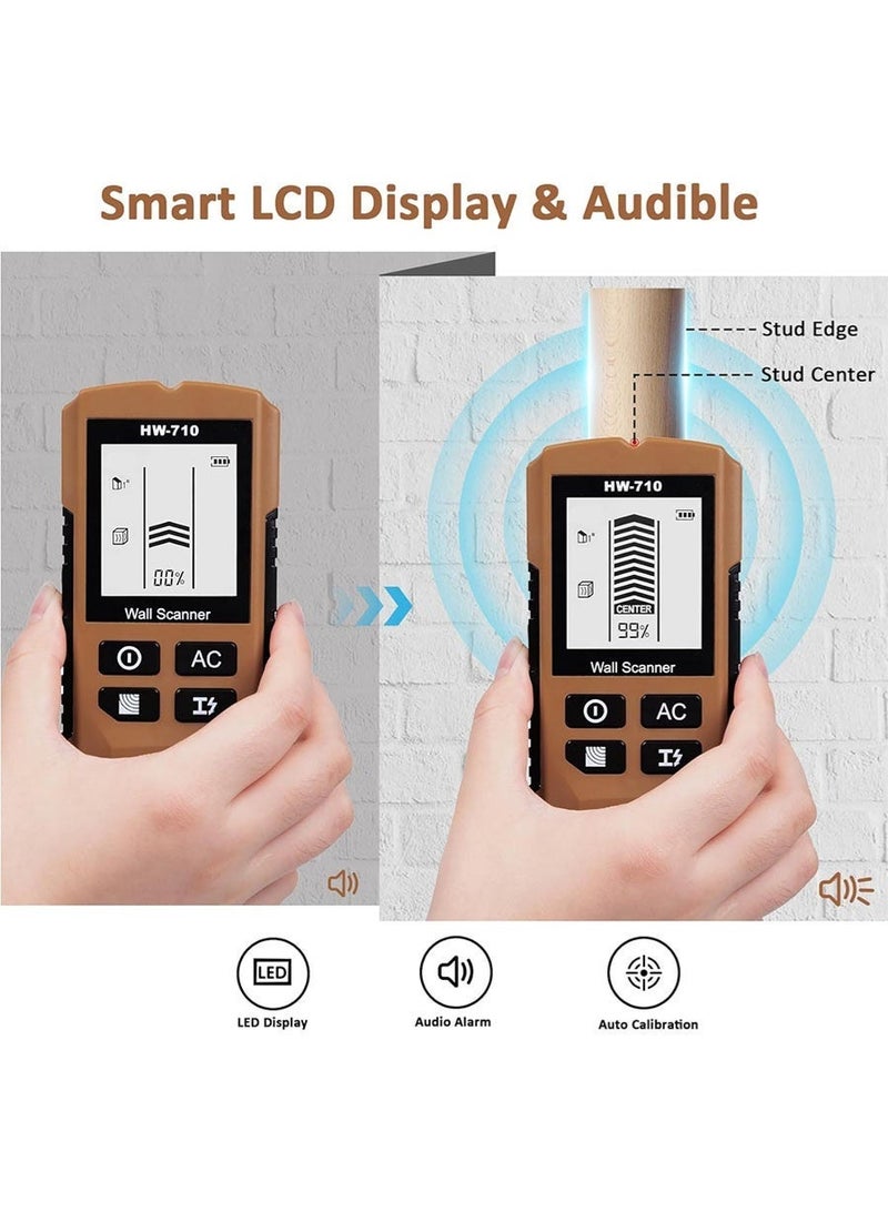 excitat Stud Finder Wall Scanner, 5 in 1 Stud Detector with HD LCD Display, Stud Locator with Upgraded Smart Sensor Audio Alarm, Stud Sensor Beam Finders for Center and Edge of Wood Beam, Live AC Wire, Metal,Cable, Joist Metal Pipe - Image 4