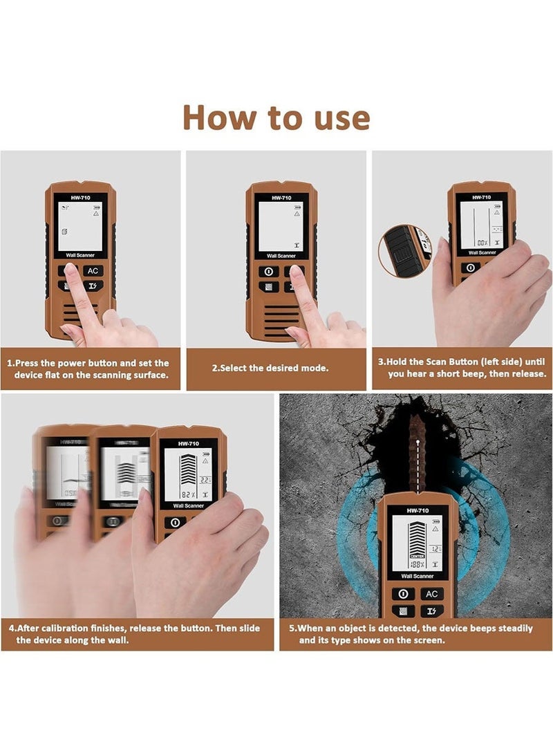 excitat Stud Finder Wall Scanner, 5 in 1 Stud Detector with HD LCD Display, Stud Locator with Upgraded Smart Sensor Audio Alarm, Stud Sensor Beam Finders for Center and Edge of Wood Beam, Live AC Wire, Metal,Cable, Joist Metal Pipe - Image 5