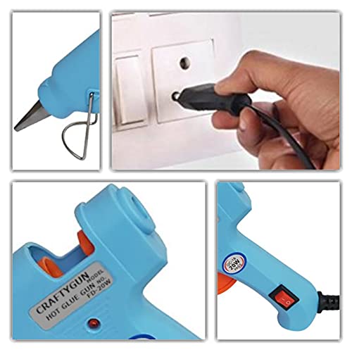 CRAFTYGUN SKY BLUE MINI 20 WATT HOT MELT GLUE GUN WITH 20 HOT GLUE STICKS - Image 4