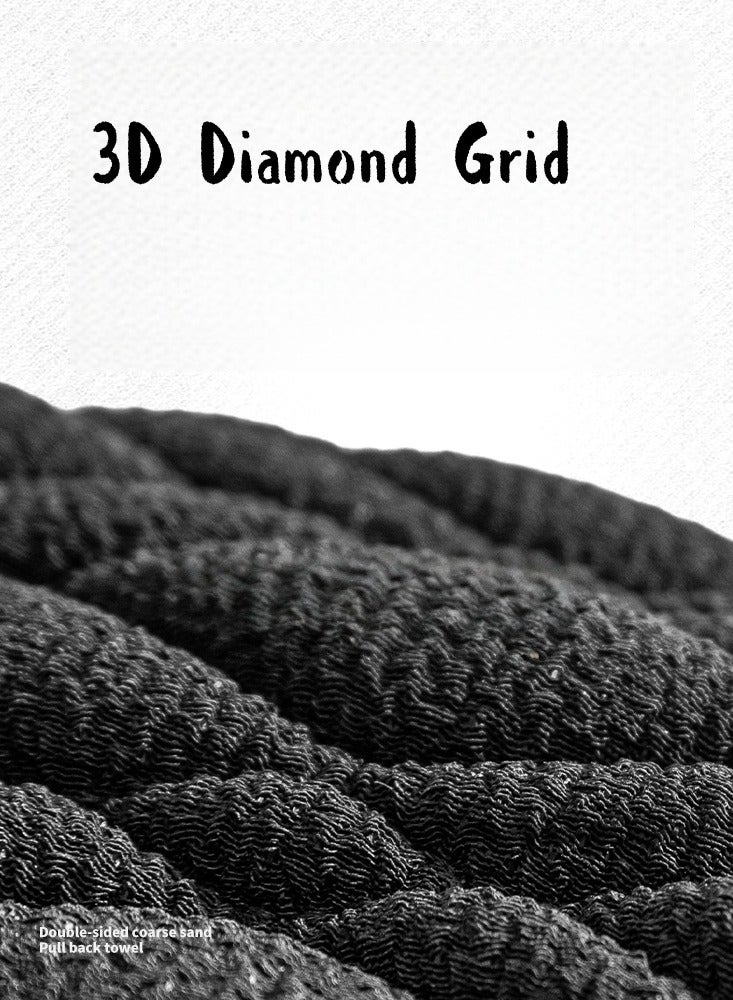 3 Pcs Exfoliating Back Scrubberand Exfoliating Glove and Shower Loofah Set,3D diamond-shaped coarse sand, specially designed for men, deep cleaning Thickened and upgraded, Body Scrub Portable Shower Towel, Adult Washing and Cleaning Exfoliating Towel (Gray)  - Image 4