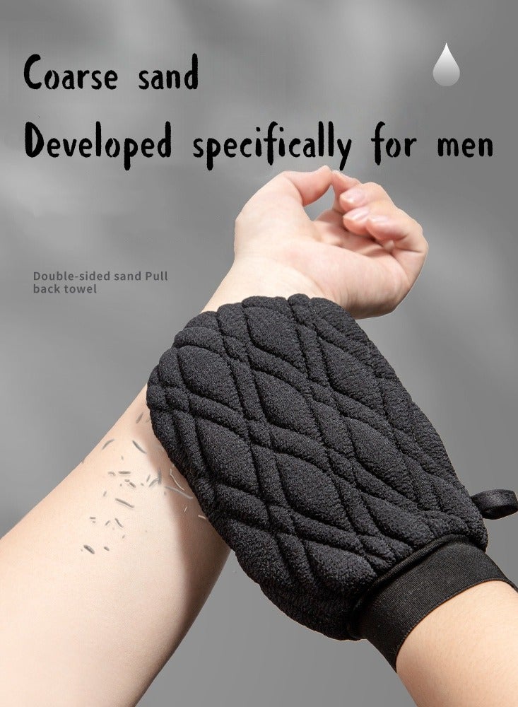 3 Pcs Exfoliating Back Scrubberand Exfoliating Glove and Shower Loofah Set,3D diamond-shaped coarse sand, specially designed for men, deep cleaning Thickened and upgraded, Body Scrub Portable Shower Towel, Adult Washing and Cleaning Exfoliating Towel (Gray)  - Image 5