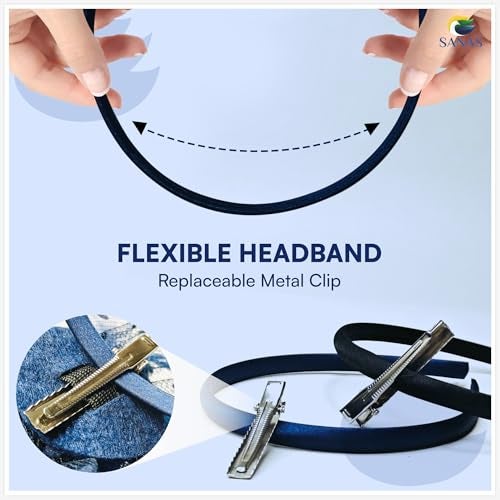 Sanas Fancy Hair Accessories For Women (2Pcs) Fascinators For Girls Dual-Use Clip & Headband For Women Stylish Head Band With Clips Viral Hair Band Elegant Feather Designer Headband (2Pcs) (Black & Blue) - Image 5