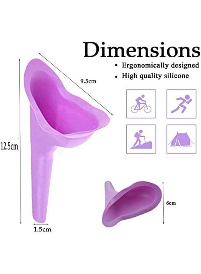 صن سباير 2 عبوة جهاز التبول الأنثوي ، المبولة الخارجية المصنوعة من السيليكون المحمول ، كوب بول قمع بلاستيكي للإناث ، مناسب للنساء يقف قمع أنثى قابل لإعادة الاستخدام ، التخييم ، في الهواء الطلق ، السفر ، الحدث - Image 2